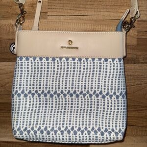 Spartina 449 Natural Linen & Genuine Leather crossbody bag